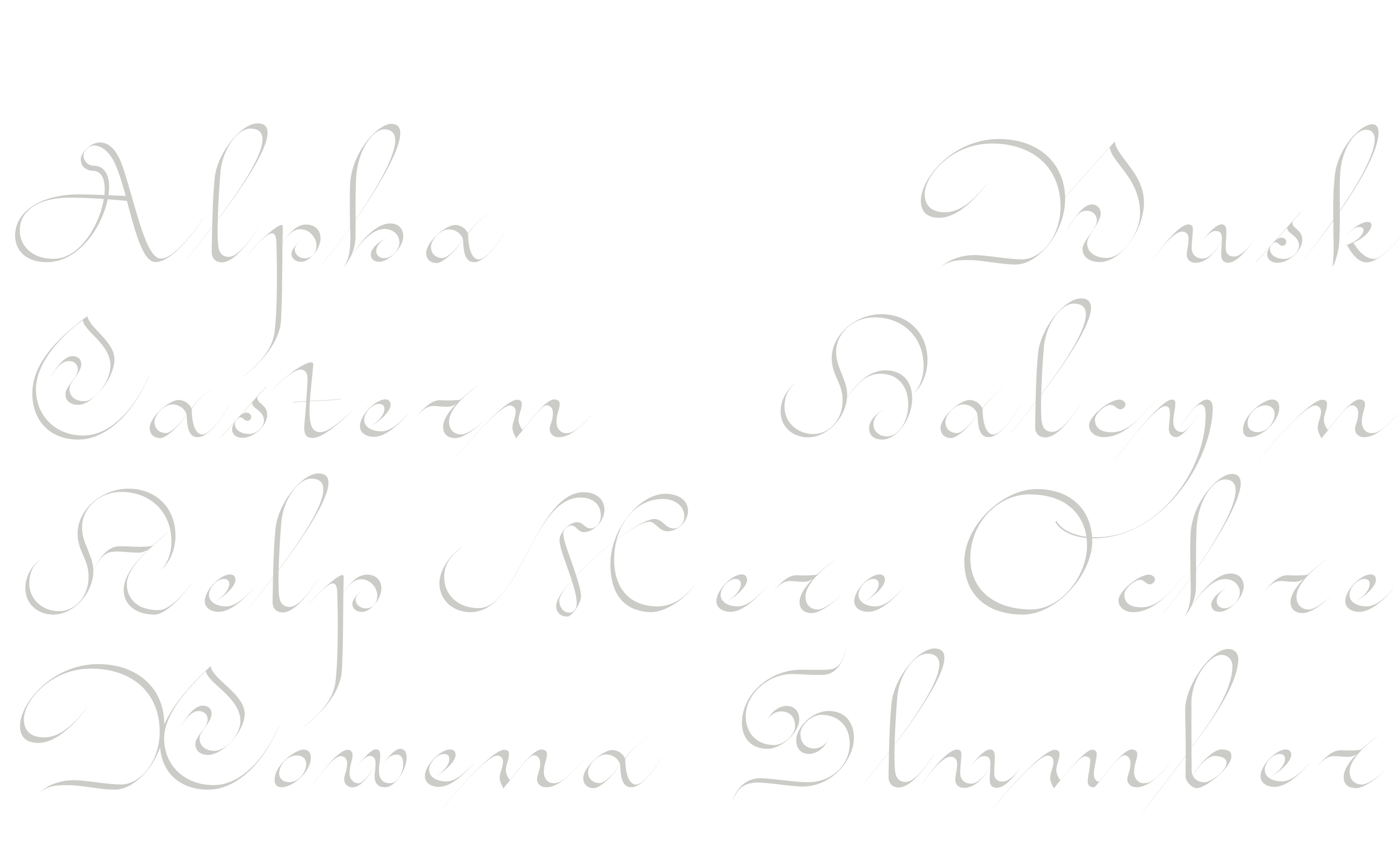 Alpha, Dusk, Eastern, Halcyon, Help, Mere, Ochre, Rowena, Slumber, set in Daturne