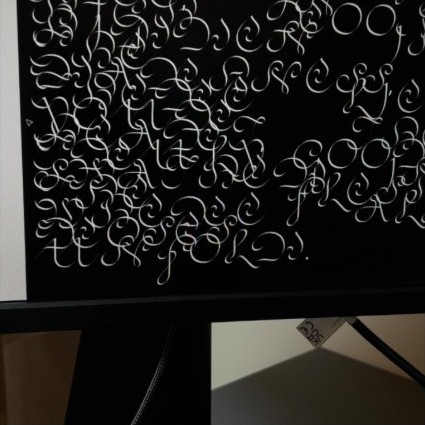 Daturne letterforms in progress on a screen
