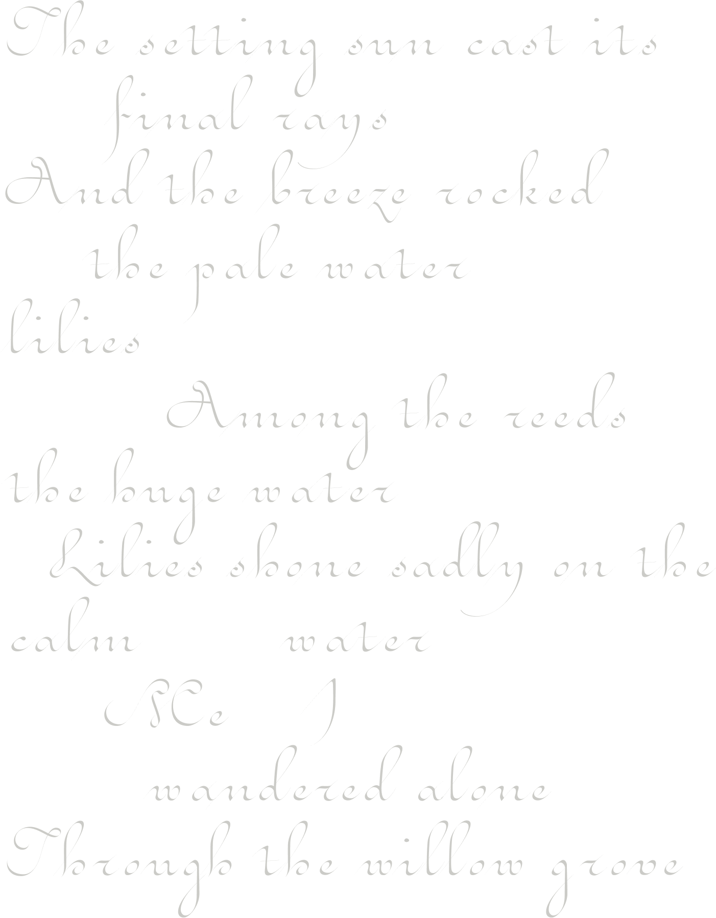 A poem about water lilies at sunset, set in Daturne