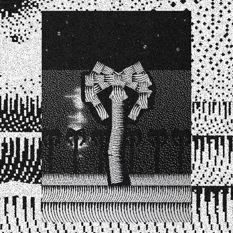 Half-past one, from Letter Noirs, a black and white pixel drawing