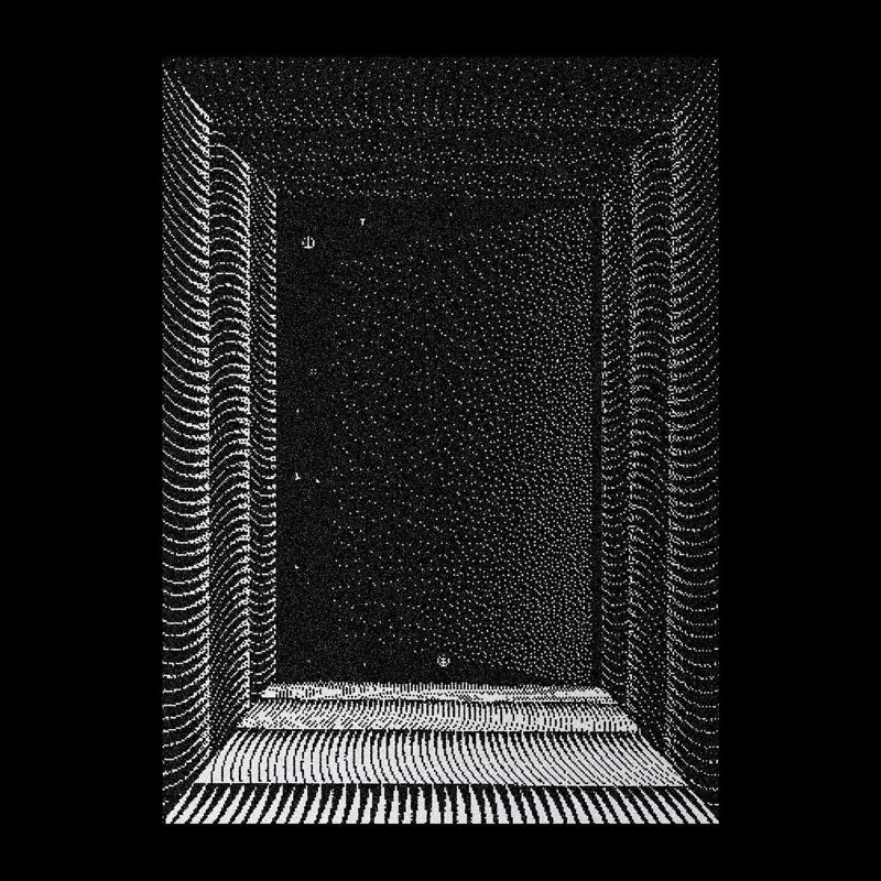 Half-past two, from Letter Noirs, a black and white pixel drawing
