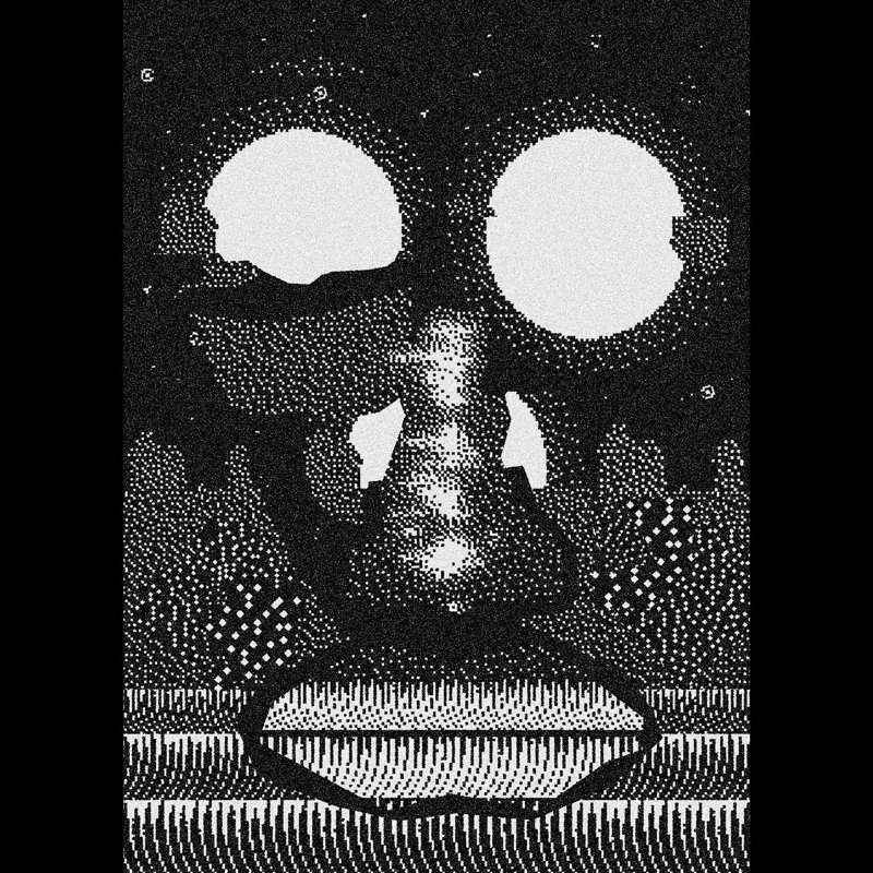 Half-past three, from Letter Noirs, a black and white pixel drawing