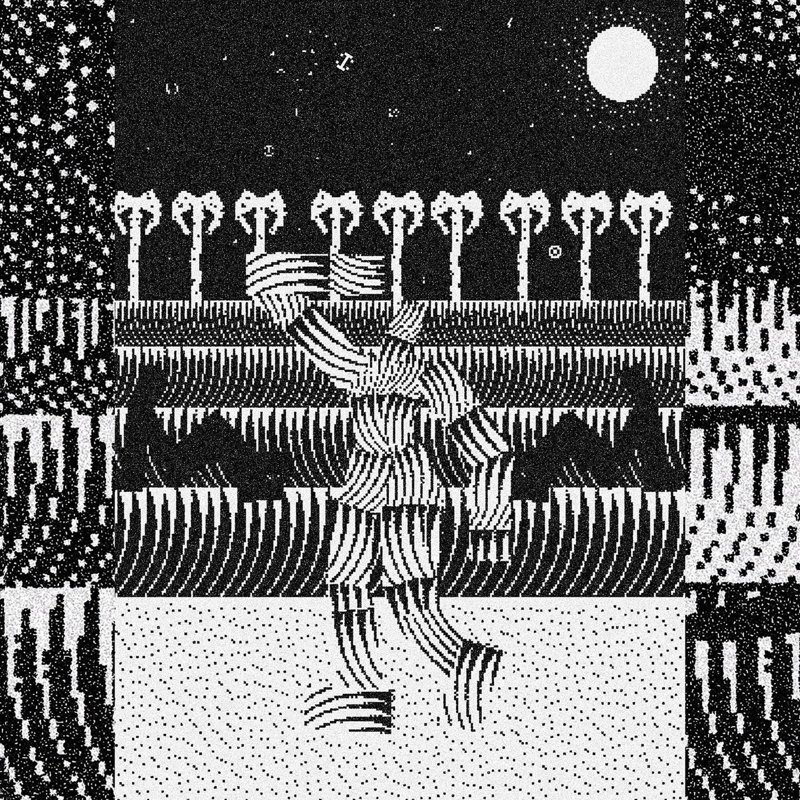 Twelve o’clock, from Letter Noirs, a black and white pixel drawing